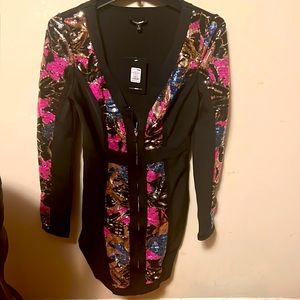 Woman dress black multicolored long sleeve size z